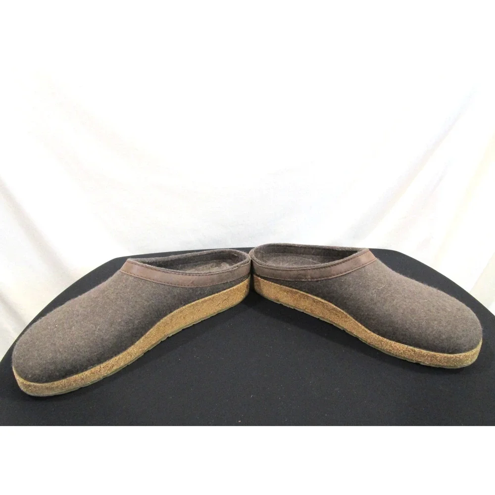 Haflinger Grizzly Brown Wool Leather Cork Footbed Mules Clogs Men 12 US/45 EU